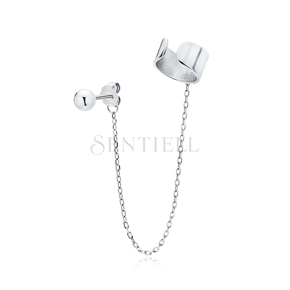 Pendientes de plata de ley 925 con cadena y ear cuff