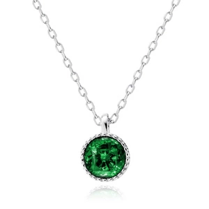 Silver (925) necklace with emerald zirconia