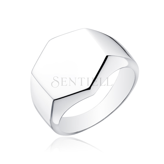 Silver signet ring 925 - hexagon