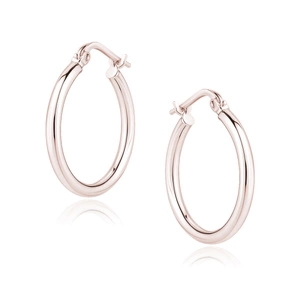 Silver (925) earrings hoops - rose gold-plated, highly polished