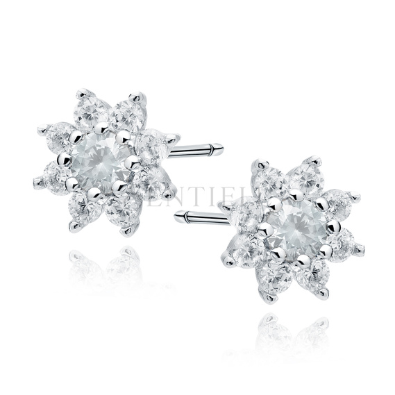 Silver (925) earings - flower with white zirconias