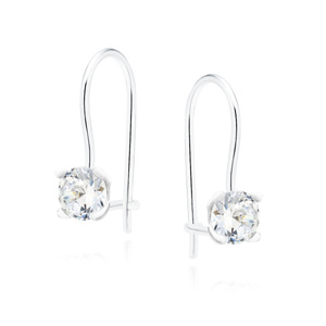 Silver (925) earrings round white zirconia diameter 5mm