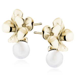 Silver (925) gold-plated earrings with flower and pearl