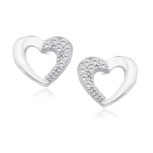 Silver (925) heart earrings with zirconia