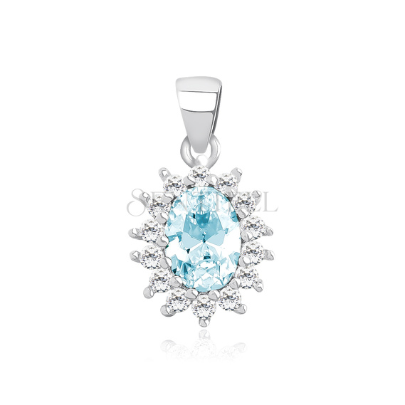 Silver (925) elegant pendant with Aqua Blue zirconia