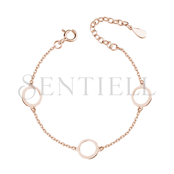 Silver (925) rose gold-plated bracelet - three circles