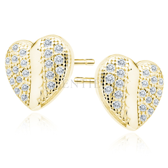 Silver (925) gold-plated heart earrings with zirconia