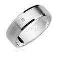 Silver (925) wedding ring, satin with zirconia