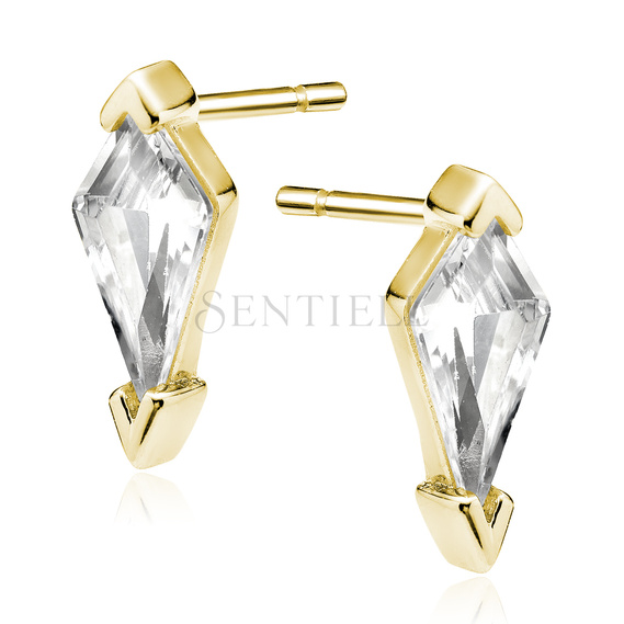 Silver (925) gold-plated earrings with white zirconias