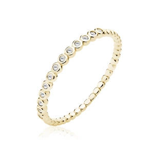 Silver (925) gold-plated ring with white zirconias