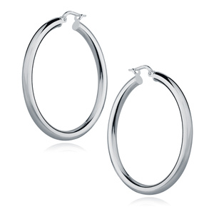 Silver (925) earrings hoops - highly polished