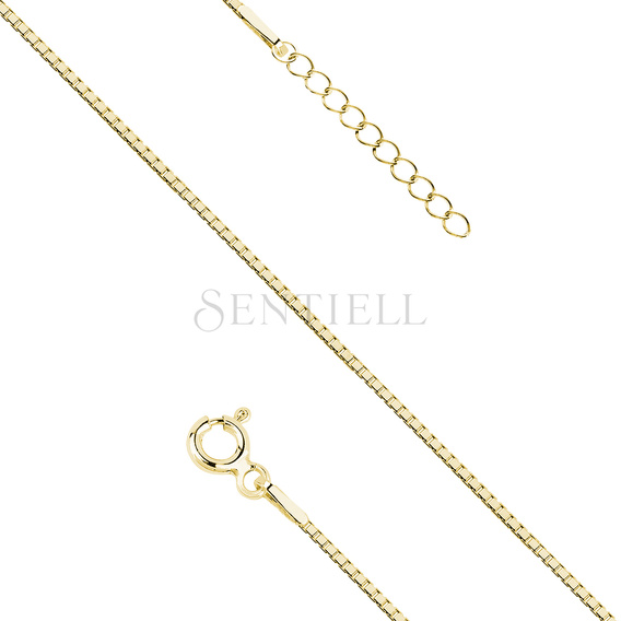 Pulsera de plata de ley 925 tipo veneciana box chapada en oro, corte diamante - rodiada