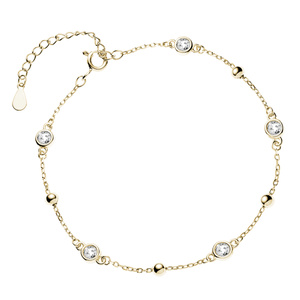 Silver (925) gold-plated bracelet with balls and white zirconias