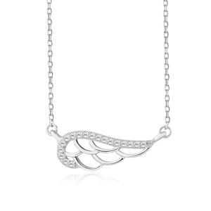 Silver (925) necklace - wing with zirconia