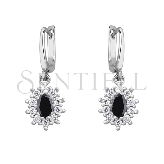 Silver (925) Earrings black colored zirconia