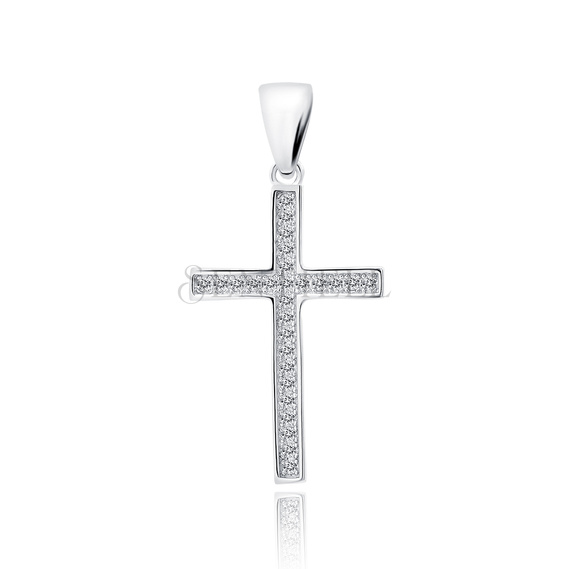 Silver (925) pendant cross with white zirconias