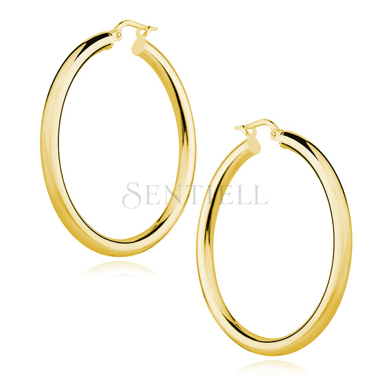 Silver (925) earrings hoops - highly polished, gold-plated