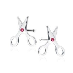 Silver (925) earings - scissors with ruby zirconias