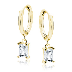 Silver (925) gold-plated earrings with white rectangle zirconia