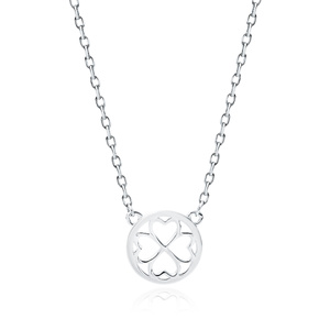 Silver (925) necklace - clover / hearts in a circle