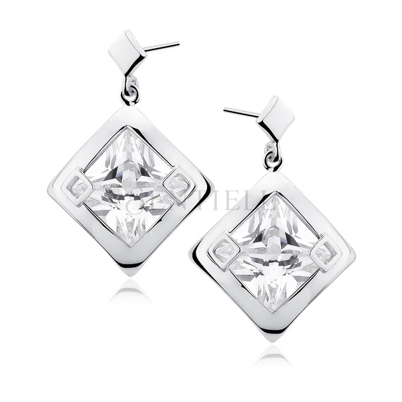 Silver (925) Earrings big white zirconia