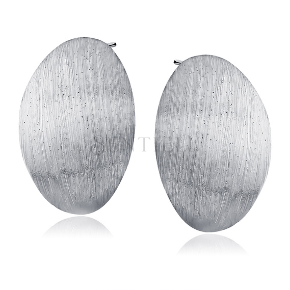 Silver (925) oval earrings - diamound cut