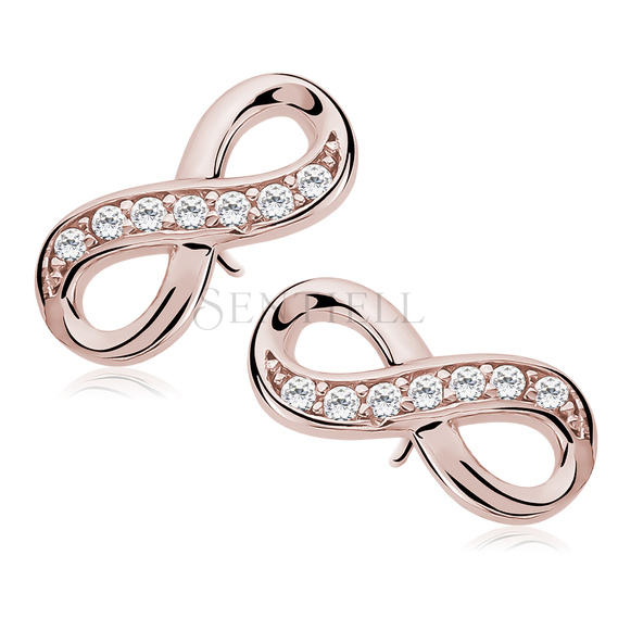 Silver (925) Earrings white zirconia - infinity rose gold-plated