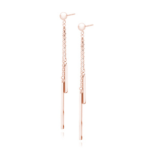 Silver (925) hanging earrings -rose gold -plated sticks