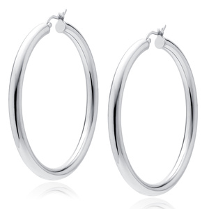 Silver (925) earrings hoops - highly polished