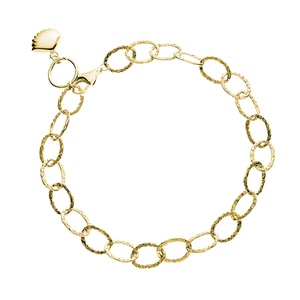 Silver (925) gold-plated textured bracelet with shell