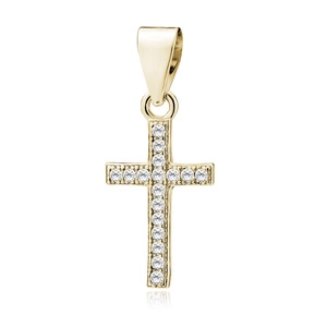 Silver (925) gold-plated pendant cross with white zirconias