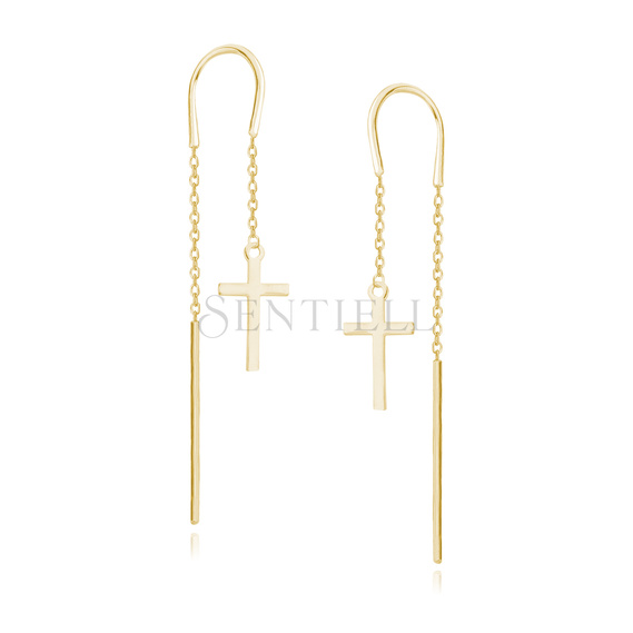 Silver (925) gold-plated earrings - crosses