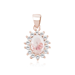 Silver (925) rose gold-plated pendant zirconia - morganite and white zirconia