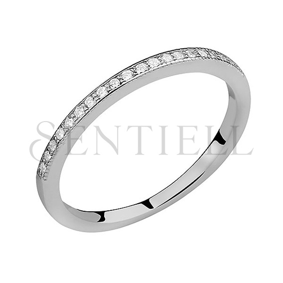 Anillo sutil de plata de ley 925 con circonita blanca