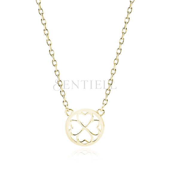 Silver (925) gold-plated necklace - clover / hearts in a circle