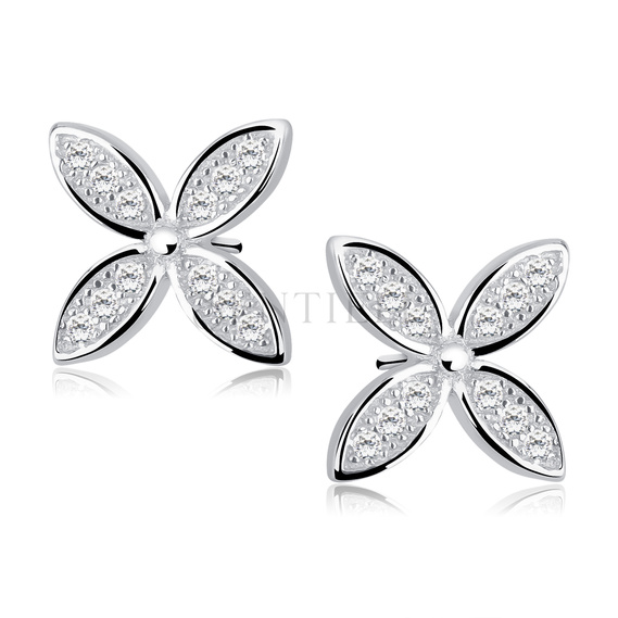 Silver (925) flowers earrings with zirconia