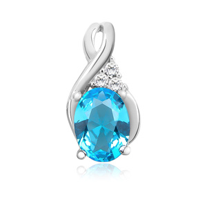 Silver (925) delicate pendant with aquamarine zirconia