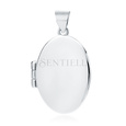 Silver (925) polished pendant - oval shaped locket