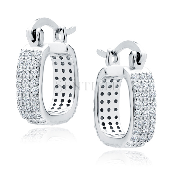 Silver (925) earrings hoop with zirconia