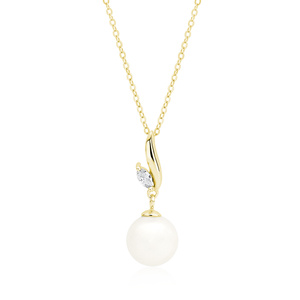 Silver (925) gold-plated necklace pearl with white zirconia