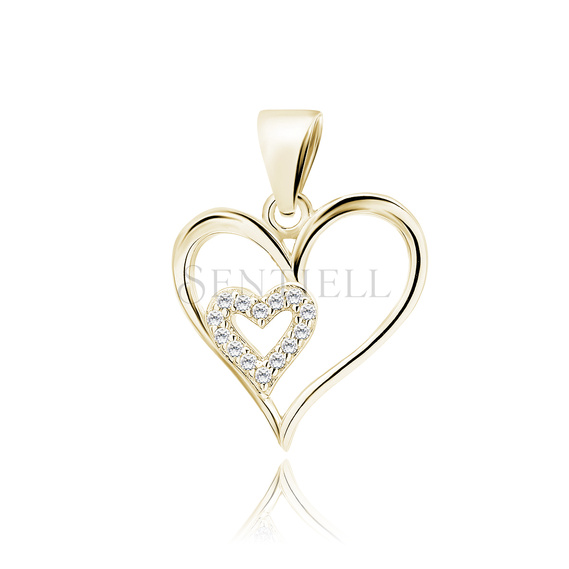 Silver (925) gold-plated pendant heart with white zirconias