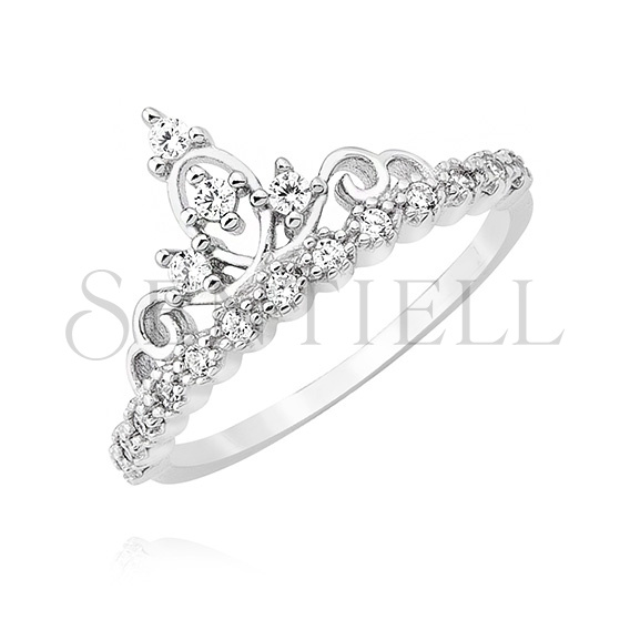 Silver (925) ring - crown with zirconia