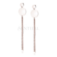 Silver (925) rose gold-plated earrings - circles with chains
