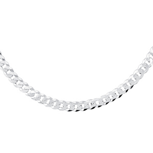 Silver (925) diamond-cut chain - curb extra flat rhodium-plated Ø 200