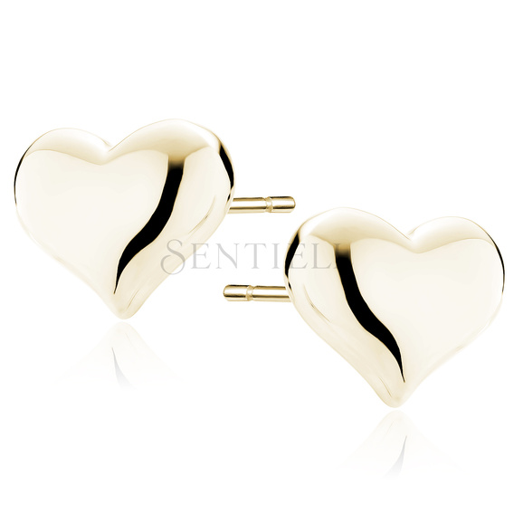 Pendientes de plata de ley 925 chapados en oro - corazón