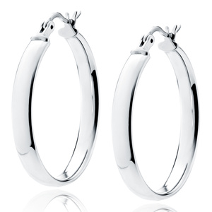 Silver (925) earrings hoops - highly polished