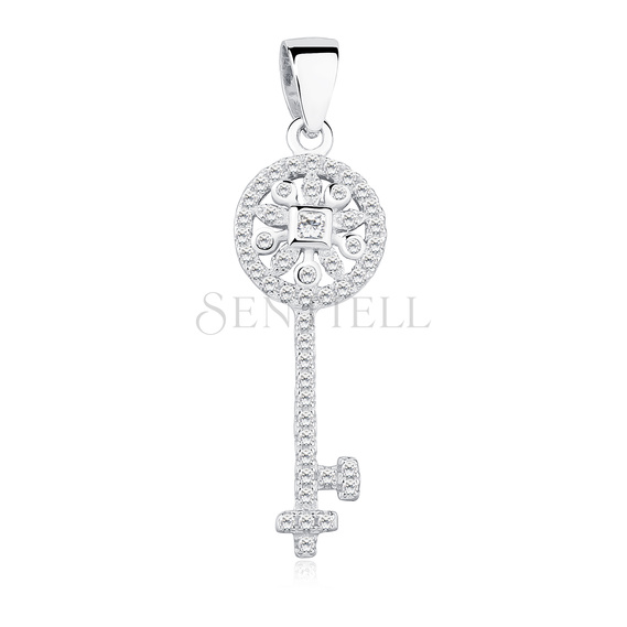 Silver (925) key pendant with zirconia