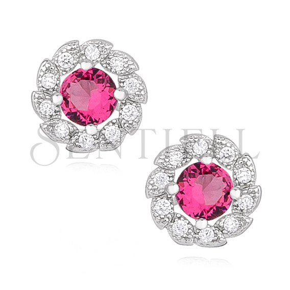 Silver (925) earrings with rubby zirconia