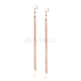 Silver (925) rose gold-plated earrings - circle with chains