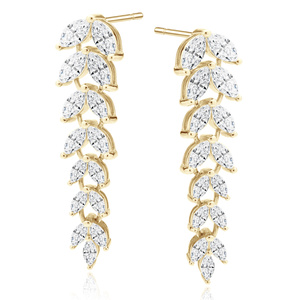 Silver (925) gold-plated earrings long leafs with zirconia